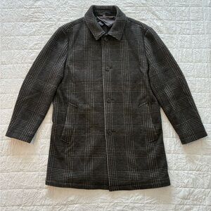 Bonobos Grey Glen Plaid Over Coat Car Coat Wool